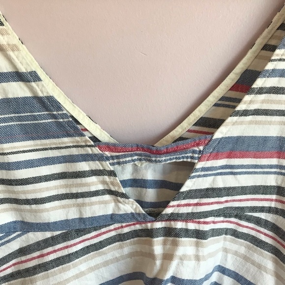ZARA BASIC Denim Couture V Neck Red White Blue Patriotic July 4 Striped Tank Med - Picture 9 of 12